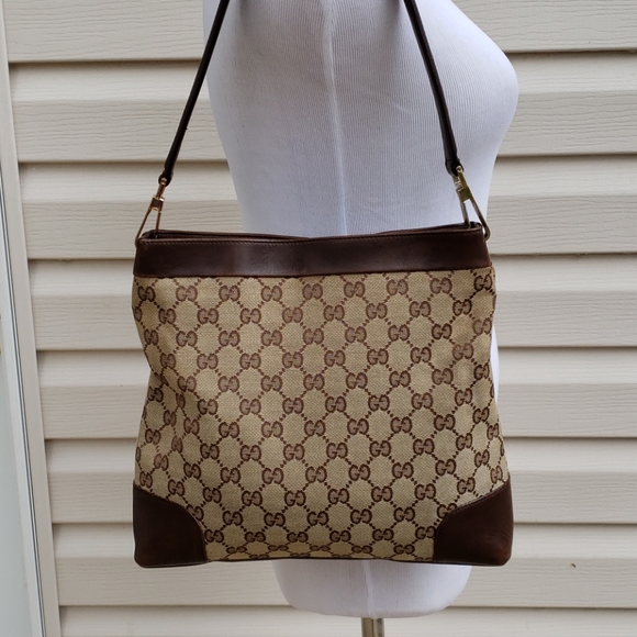 Gucci Handbags - Gucci GG Web Monogram Canvas Shoulder Bag